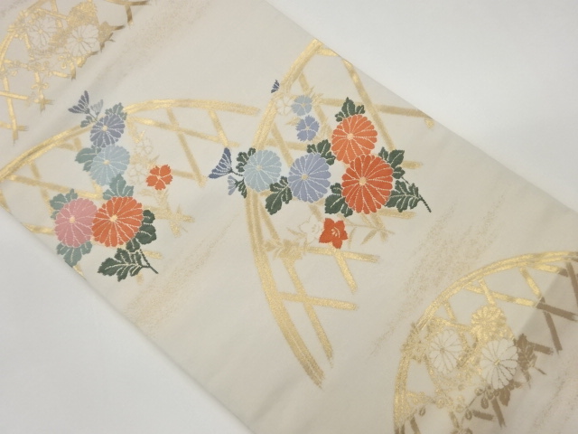 光悦垣に菊模様織出し名古屋帯